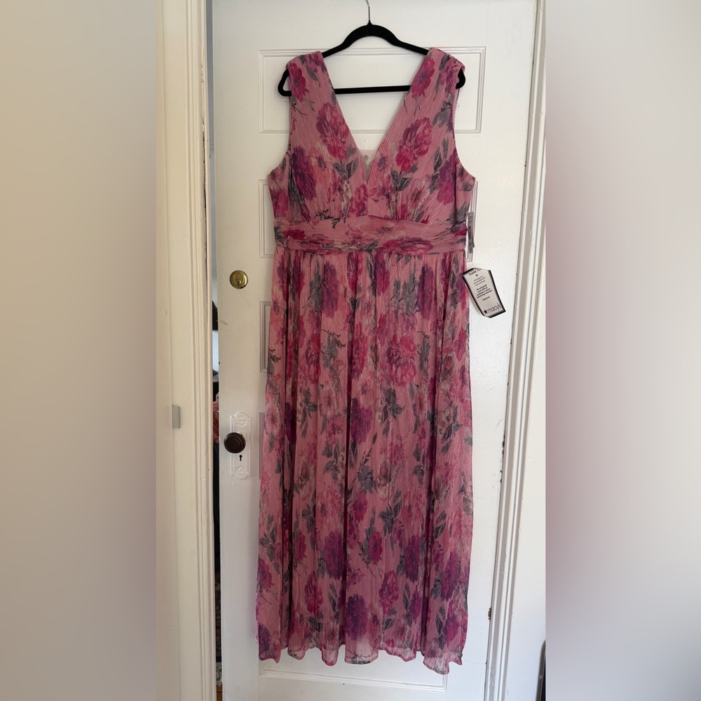 R&M Richards Pink Multi Pleated Evening Dress
